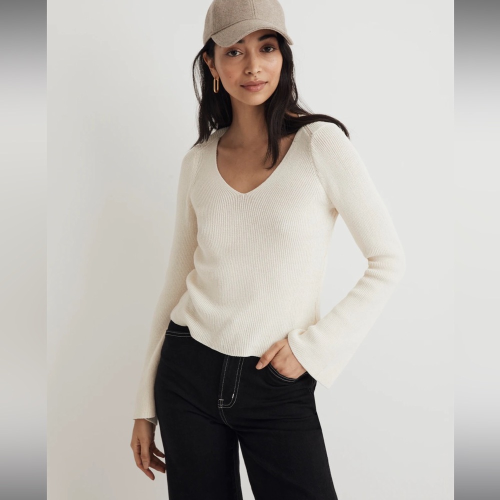 Madewell Cream V-Neck Sweater